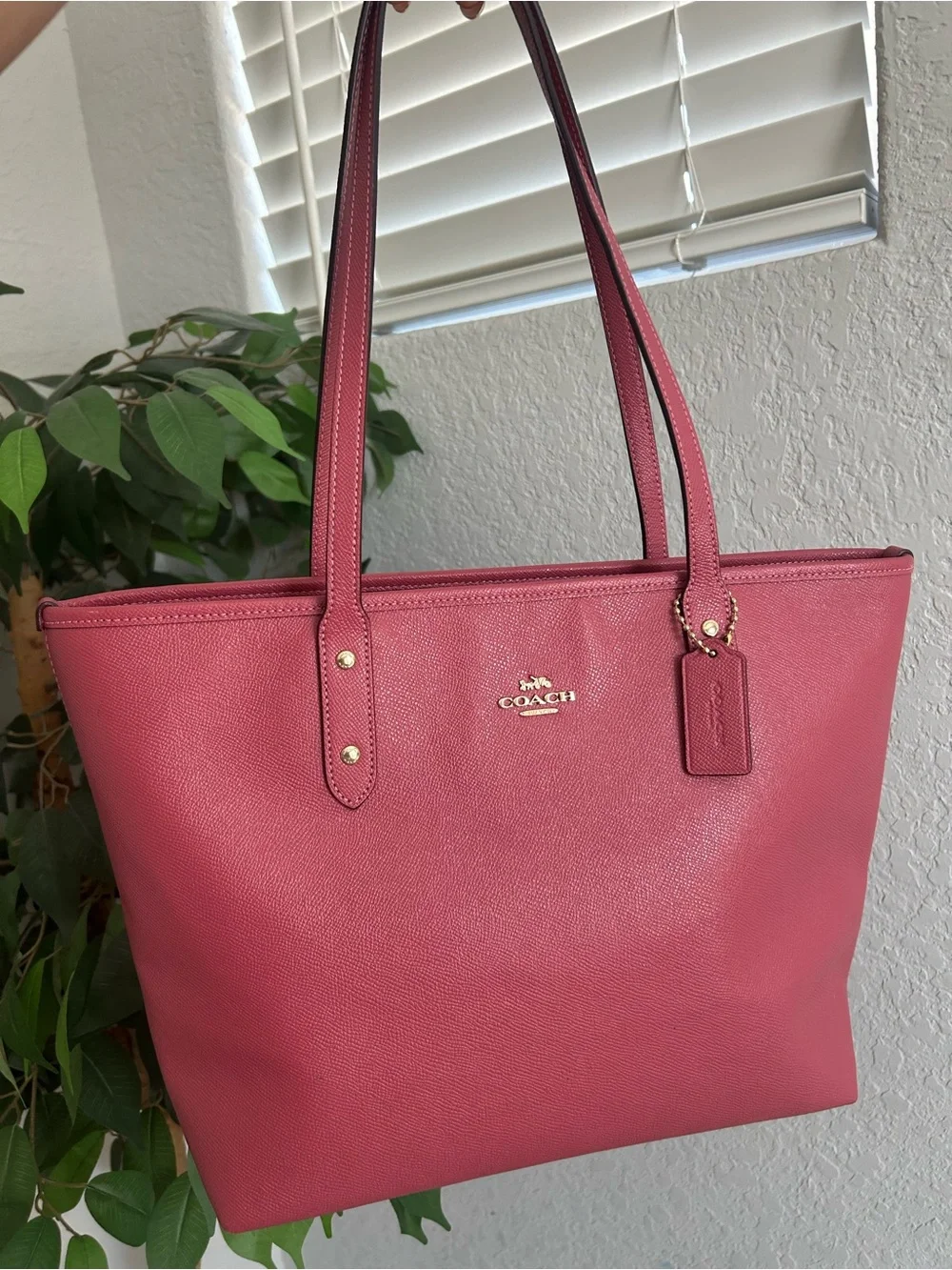 Coach Rose Pink Leather Tote with Gold Hardware